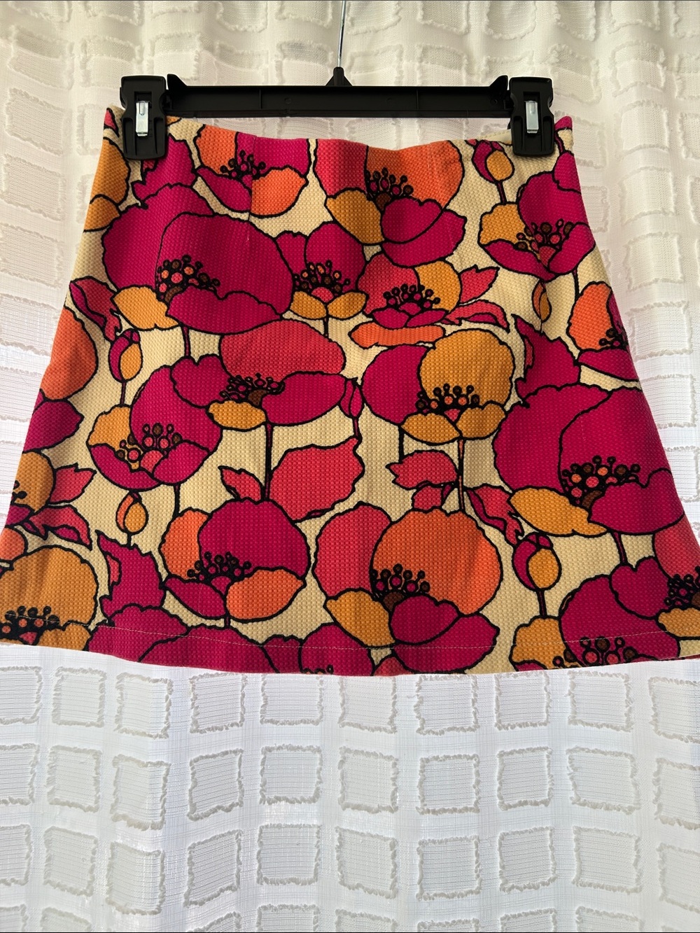 Judith March Beige Mini Skirt with Pink & Orange Floral Print